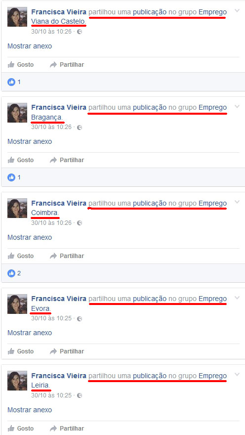 Falsa oferta de emprego partilhada em vários grupos no Facebook.