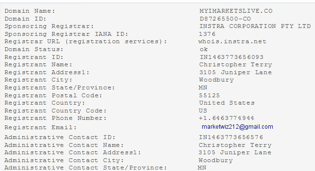 Whois domínio myimarketslive.co