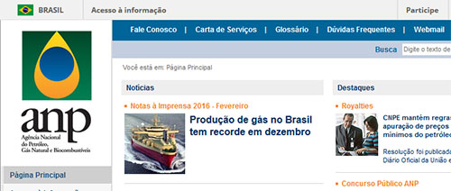 Site da Agência Nacional de Petróleo (ANP)