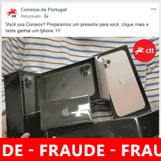 Anúncios facebook com a fraude iPhone