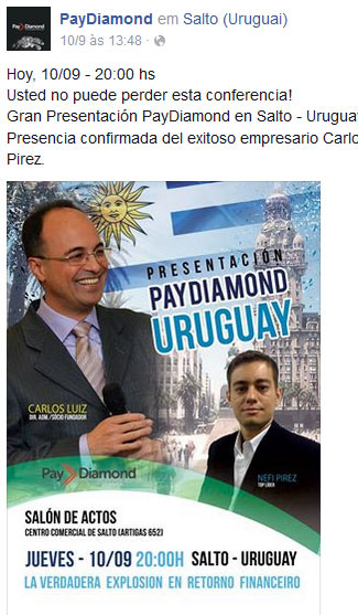PayDiamond recruta otários noutros países para tentar continuar esquema.