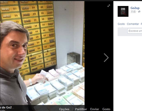 Página de ex-afiliado da Go2Up no Facebook alerta para o esquema Empire MLM e mostra duas fotos de Hernani, o principal promotor do esquema.
