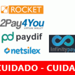 RocketPays, 2pay4you, infinitypay, netsilex e paydif “intermediários” de Fraudes