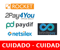 RocketPays, 2pay4you, infinitypay, netsilex e paydif "intermediários" de Fraudes