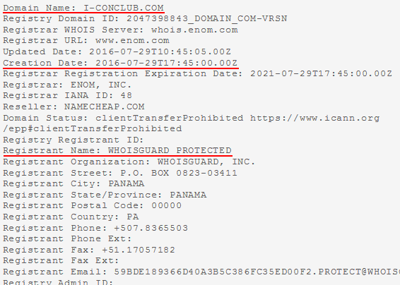 WHOIS domínio i-conclub.com